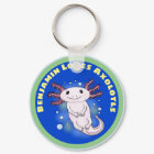 Cute pink axolotl on blue bubbles pet cartoon