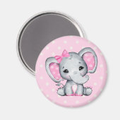Cute Pink Baby Elephant with Polka Dot Ears Magnet (Vorderseite/Rückseite)