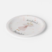 Cute Pink Baby Mouse Birthday Plates Pappteller (Schrägansicht)