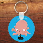 Cute pink baby octopus cartoon humour schlüsselanhänger (Vorderseite)