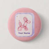 Cute Pink Balloon Dog Minimalist aesthetic Button (Vorderseite)