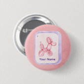 Cute Pink Balloon Dog Minimalist aesthetic Button (Vorne & Hinten)