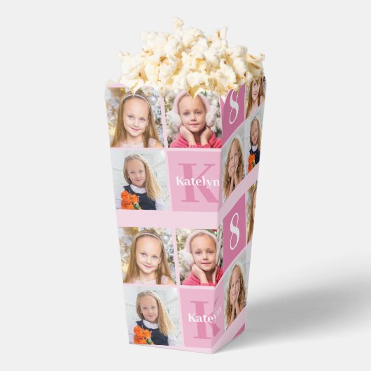 Cute Pink Birthday Party Girls Photo Popcorn Geschenkschachtel (Geplatzt)