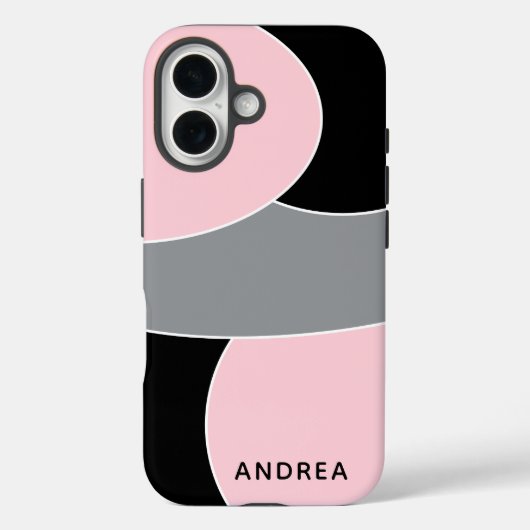 Cute Pink Black Grey Shapes Personalized Case-Mate iPhone Hülle (Rückseite)