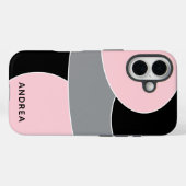 Cute Pink Black Grey Shapes Personalized  Case-Mate iPhone Hülle (Rückseite (Horizontal))