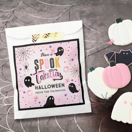 Cute Pink Black Sweet Spooky Halloween Ghost  Geschenktütchen