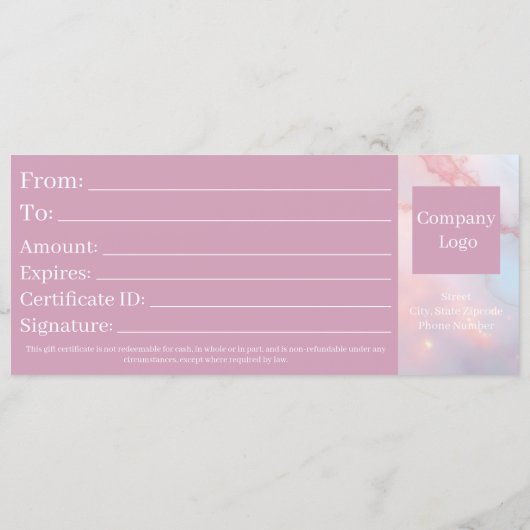 Cute Pink Blush Soft Elegant Gift Certificate Save The Date (Rückseite)