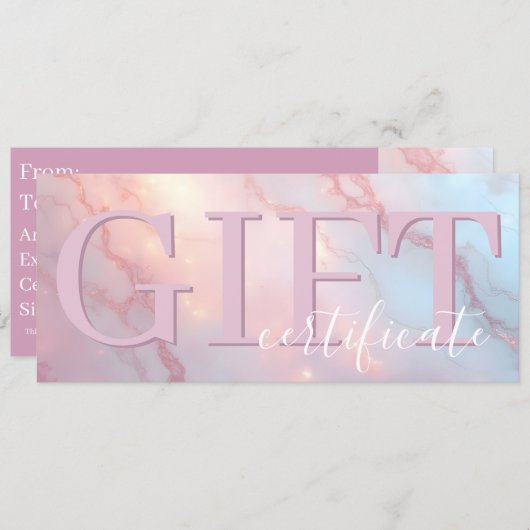 Cute Pink Blush Soft Elegant Gift Certificate Save The Date (Vorne/Hinten)