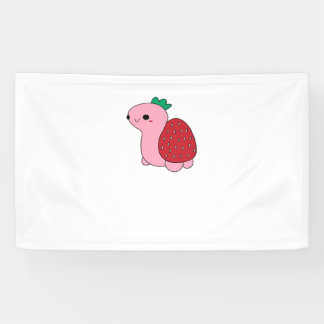 Cute pink blushing strawberry turtle Classic T-Shi Banner