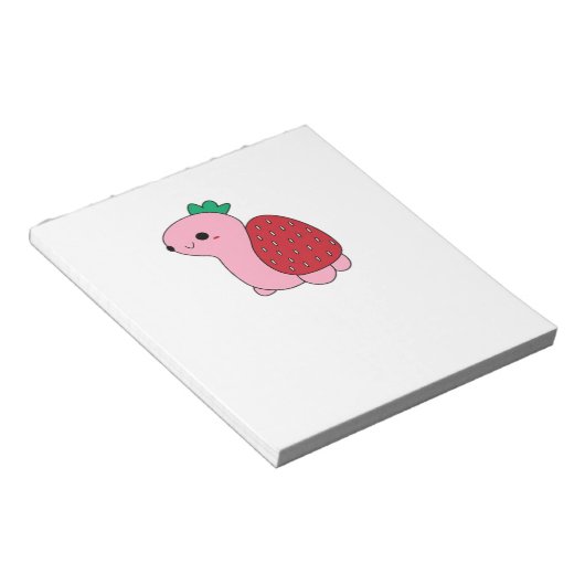 Cute pink blushing strawberry turtle Classic T-Shi Notizblock (angewinkelt)