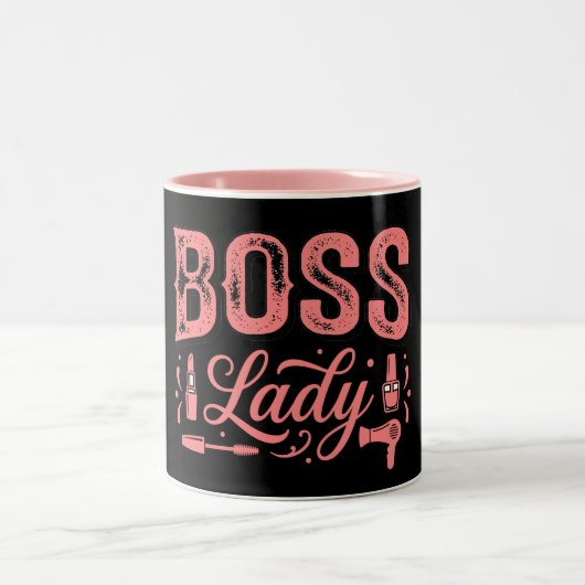 Cute Pink Boss Lady Design Zweifarbige Tasse (Mittel)