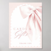 Cute Pink Bow Baby Shower Cards & Gifts Table Sign Poster (Vorne)