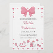 cute pink bow baby shower invitation einladung (Vorne/Hinten)