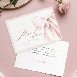Cute Pink Bow Baby Shower Thank You Card Dankeskarte