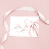 Cute Pink Bow Baby Shower Thank You Card Dankeskarte