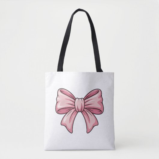 Cute Pink Bow Coquette Aesthetic Canvas Tote Bag Tasche (Vorderseite)