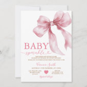 Cute Pink Bow Coquette Baby Sprinkle Baby Shower Einladung (Vorderseite)