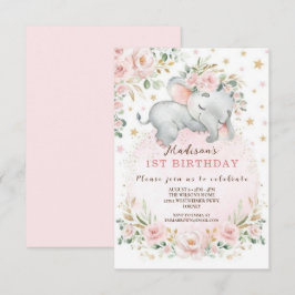 Cute Pink Bow Coquette primer cumpleaños Einladung