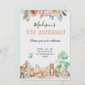 Cute Pink Bow Coquette primer cumpleaños Einladung (Vorne/Hinten)