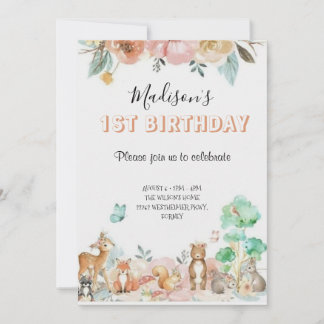 Cute Pink Bow Coquette primer cumpleaños Einladung