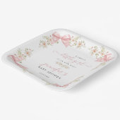 Cute Pink Bow Floral Sweet Baby Shower Pappteller (Gewinkelt)