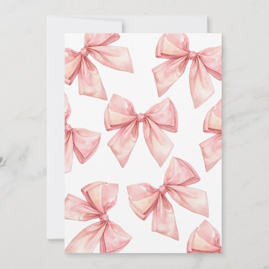 Cute Pink Bow Girl Babydusche Einladung (Rückseite)