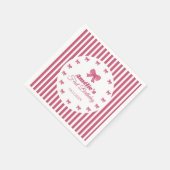 Cute Pink Bow Girl First Birthday  Serviette (Ecke)