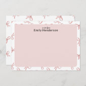 Cute Pink Bow Girly Coquette Bow Frame Mitteilungskarte (Vorne/Hinten)