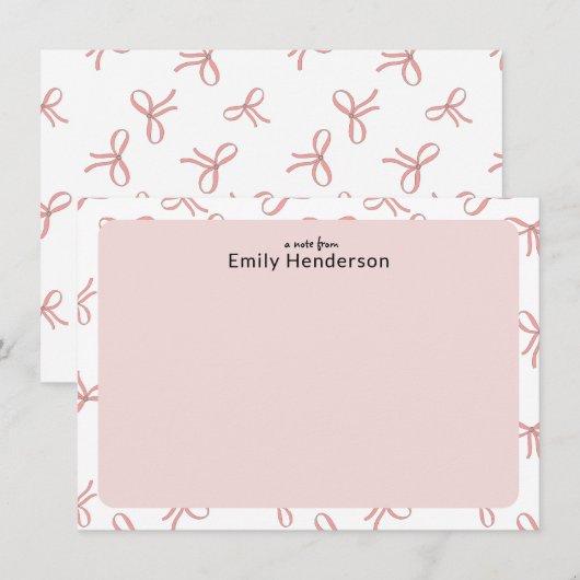 Cute Pink Bow Girly Coquette Bow Frame Mitteilungskarte (Vorne/Hinten)