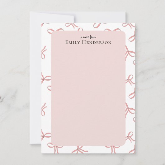 Cute Pink Bow Girly Coquette Frame Mitteilungskarte (Vorderseite)