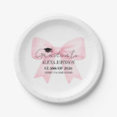 Cute Pink Bow Graduation Cap Graduate Pappteller (Vorderseite)