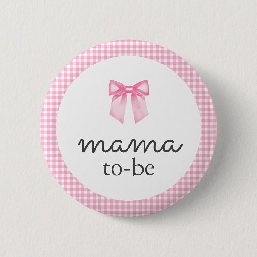 Cute Pink Bow Mama To Be Button (Vorderseite)
