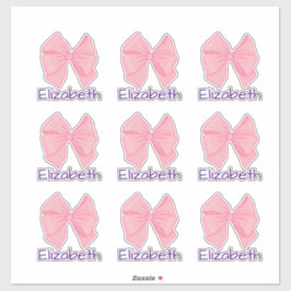 Cute Pink Bow Purple Girl's Name Aufkleber