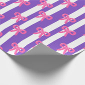Cute Pink Bow Purple Stripe Pattern Girly Geschenkpapier (Ecke)