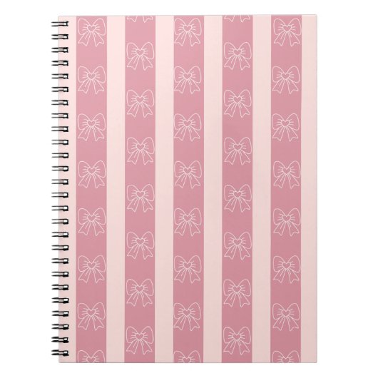 Cute Pink Bow Stripe Pattern – Girly Aesthetic Notizblock (Vorderseite)