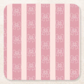 Cute Pink Bow Stripe Pattern – Girly Aesthetic Rechteckiger Pappuntersetzer (Vorderseite)