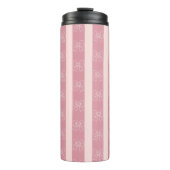 Cute Pink Bow Stripe Pattern – Girly Aesthetic Thermosbecher (Vorderseite)