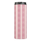Cute Pink Bow Stripe Pattern – Girly Aesthetic Thermosbecher (Rückseite)