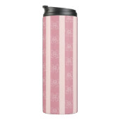 Cute Pink Bow Stripe Pattern – Girly Aesthetic Thermosbecher (Nach rechts gedreht)
