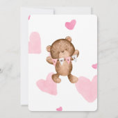 Cute Pink Bow Teddy Bear Shower Welcome Einladung (Rückseite)