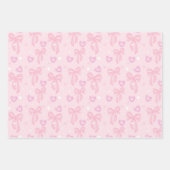 Cute Pink Bow Wrapping Paper Geschenkpapier Set (Vorderseite 2)