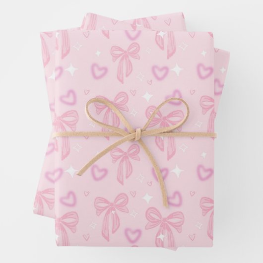 Cute Pink Bow Wrapping Paper Geschenkpapier Set (Beispiel)