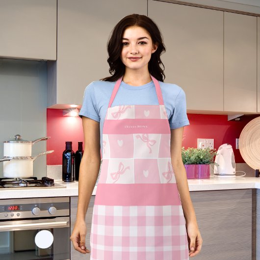 Cute Pink Bows and Coquette Grace Trendy Apron Schürze
