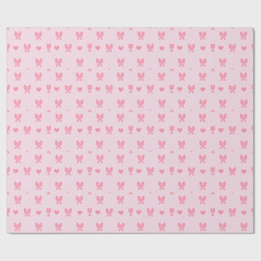  Cute Pink Bows and Hearts Coque Geschenkpapier (Flach)