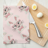 Cute Pink Bunny Heart Glasses  Geschirrtuch (Viertel Falte)