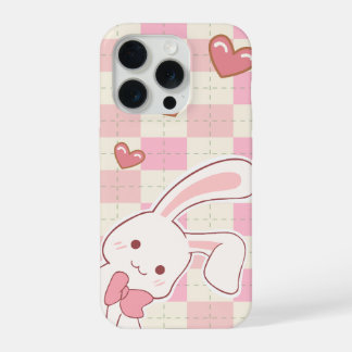 Cute Pink Bunny Phone Case | Kawaii Rabbit Heart P iPhone 15 Pro Hülle
