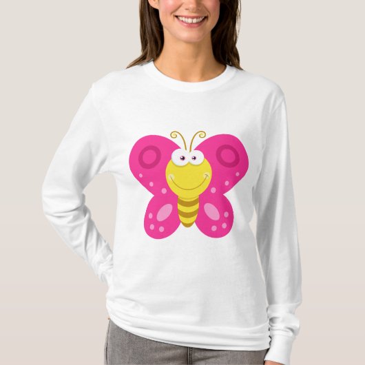 Cute Pink Butterfly T-Shirt (Vorderseite)