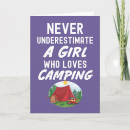 Cute Pink Camping Cards For Baby Girls Kids Camper Karte