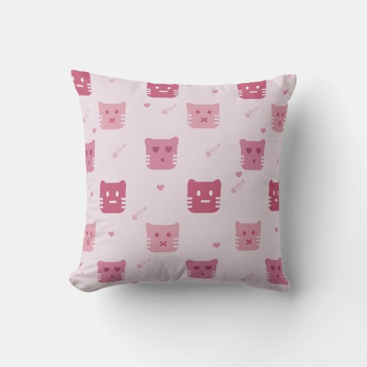 Cute Pink Cat Pattern For Cat Lover Home Decor Kissen (Vorderseite)
