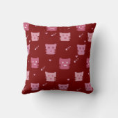 Cute Pink Cat Pattern For Cat Lover Home Decor Kissen (Rückseite)